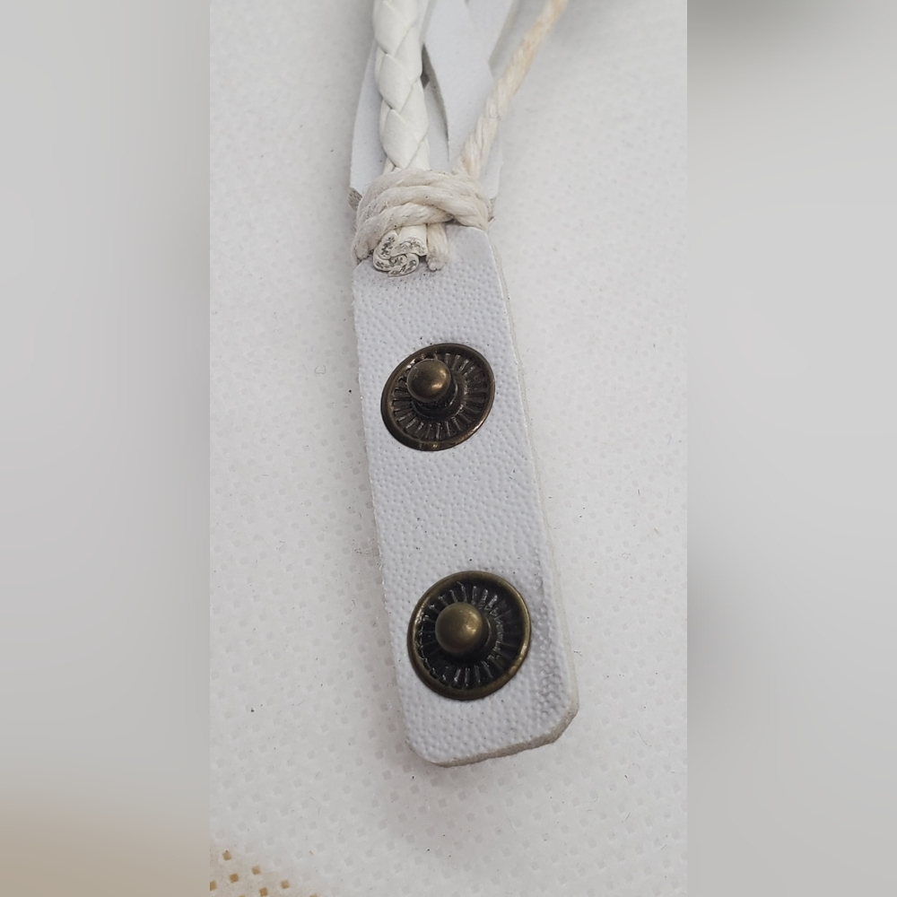 Quartz Watch In White Braided Leather Strap with Brass Details - Picture 3 of 5